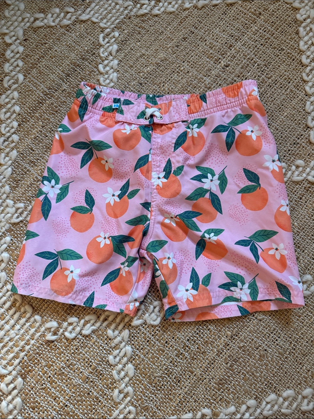 Rugged Butts Pink Orange Print Swim Shorts size 6T